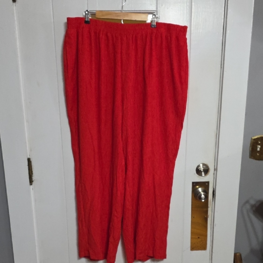 NWT‎ Nina Parker Women's Stretch Pants Red Gauzy Lined Wide Leg Pockets Sz 3X